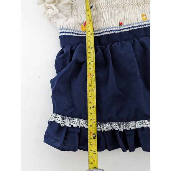 Vintage Nana's Pet Smocked Lace Collar Dress Size 12 Months Blue White Ducks - Picture 12 of 12